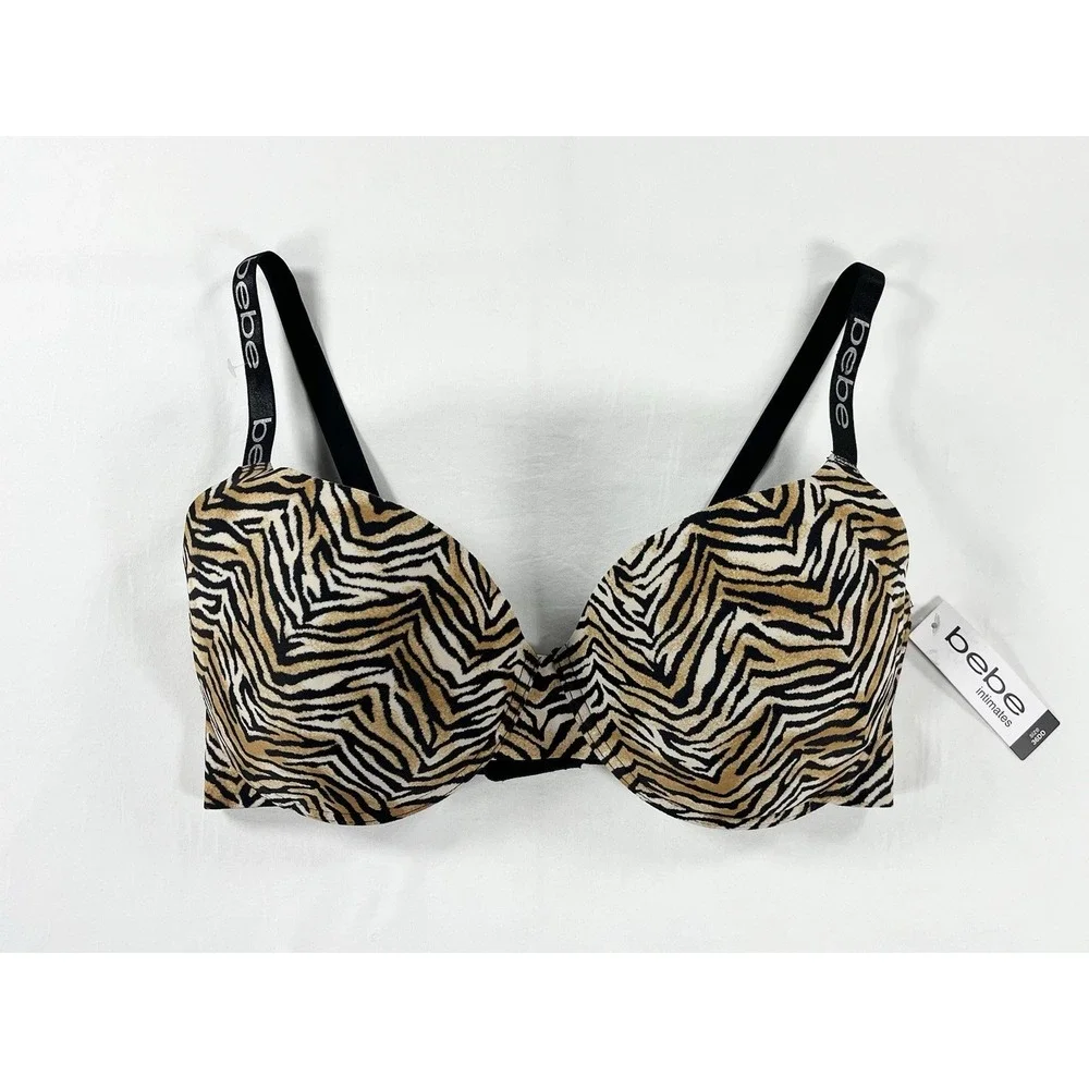 Bebe Intimates Tiger Stripe Seamless Underwire Gentle Lift Push Up Bra NWT 36DD‎